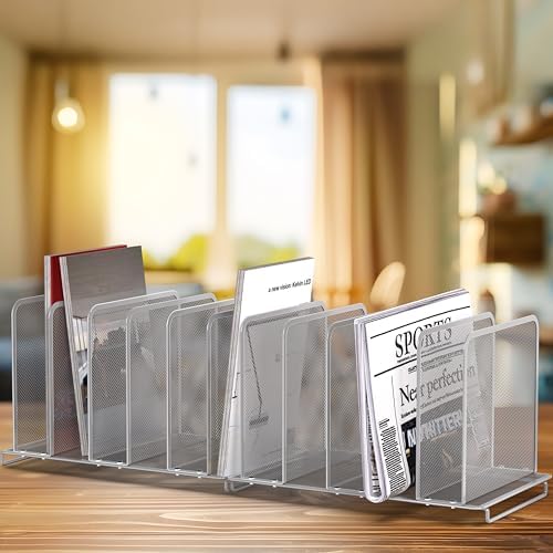 Simple Houseware 5 Section Upright File Sorter Organizer, Silver - 2 Pack - Image 5
