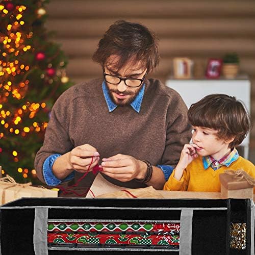 ProPik Holiday Wrapping Paper Storage Organizer Bag with Pocket and Handles Including Hanging Loop Heavy Duty Material with Clear Window 47 X 10 X 10 Inch Fits 40 Inch Long Rolls (Black, 1 Count) - Image 6