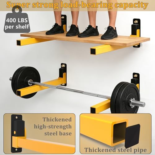 Lumber Storage Rack Heavy Duty Wall Mount Storage Shelves Sturdy Garage Shelving Freestanding Metal Firewood Rack DIY friendly Wall Storage for Indoor & Outdoor - Image 3