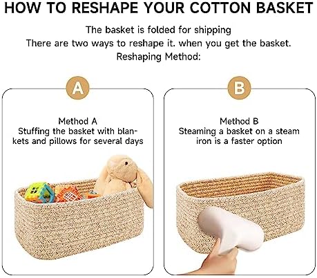 MiniArk Small Storage Baskets for Organizing | Closet Organizer Bins | Shelf Toy Basket | Woven Rope Baskets | Cube Decorative Box | Shallow Basket | 11.5x7.5x4.7” | 3 Packs Dark Gray - Image 7