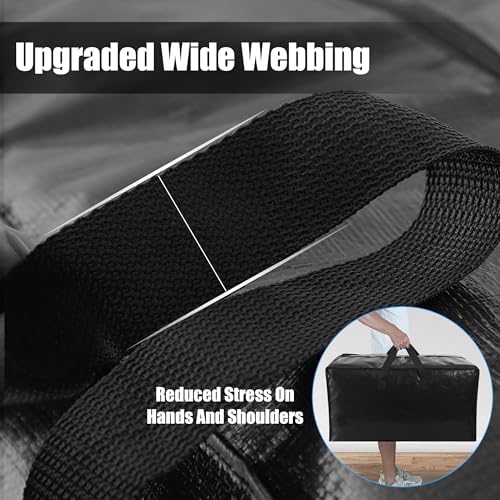 Cosy Family 4 Pack Heavy Duty Extra Large Moving Bags with Backpack Straps - Strong Handles & Zippers, Storage Totes For Space Saving, Fold Flat, Alternative to Moving Box (Set of 4, Black) - Image 2