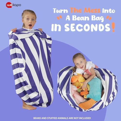 WEKAPO Stuffed Animal Storage Bean Bag Chair Cover for Kids - Image 3