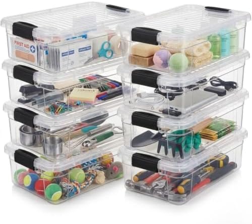Superio 2.3 Quart Clear Plastic Storage Containers with Lids, Stackable Organizer Bins, BPA-Free Storage Boxes for Home, Office, Dorm & Classroom, 8 Pack by Superio