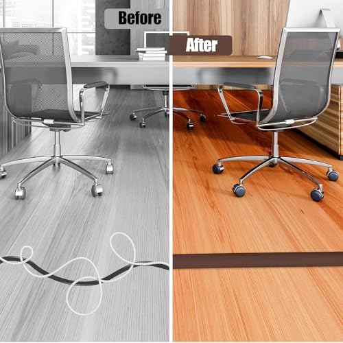 Floor Cord Cover Self Adhesive Cord Hider,3.3FT Cable Management, Extension Strip Protector for Wires, Prevent Cable Trips for Offices, Gyms, Exhibitions Cavity:0.51"(W) x 0.3"(H) Coffee - Image 5