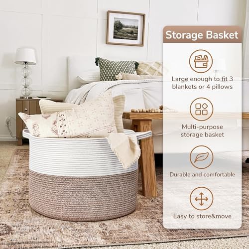 Goodpick Large Woven Blanket Basket Living Room & Playroom, 85L - Image 4