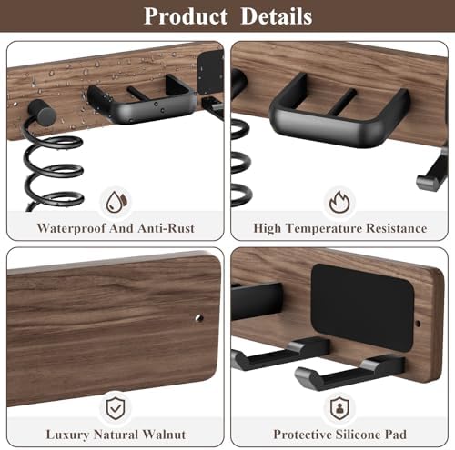 Tindbea Hair Dryer Holder Wall Mount Aluminum Alloy Hot Tools Organizer - Image 4