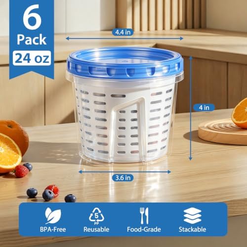 Freshmage 6-Pack 24oz Freezer Storage Containers with Twist Top Lids - Image 2