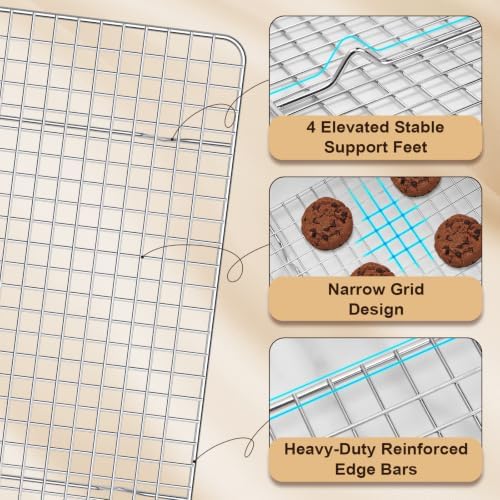 Briout 2PCS Cooling Racks for Cooking and Baking,8.5" x12" Wire Rack,Silver - Image 3