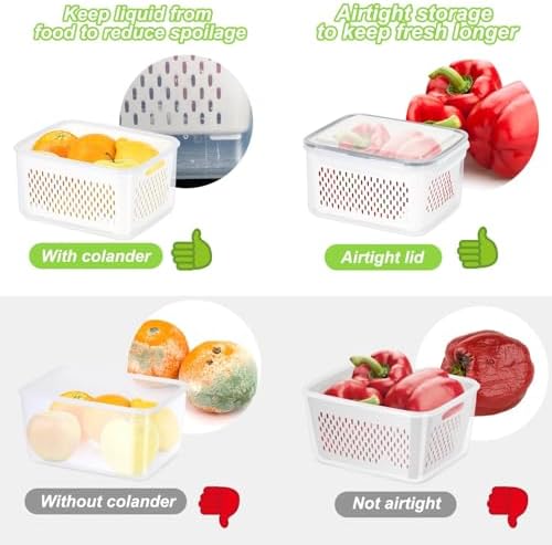 10 Pieces Fruit Storage Container for Fridge,with Removable Colander - Image 5