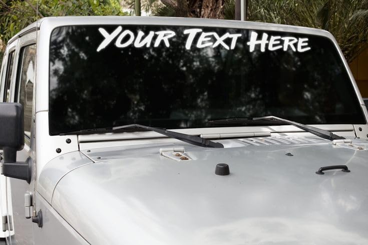 VulgrCo Custom Windshield Sticker, Create Your Own Custom Vinyl Decals for Cars, Long-Lasting Front Windshield Decals for Trucks, Fade Resistant & Weatherproof Windshield Stickers