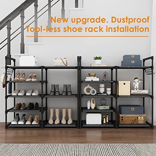 CSXGBAB Black Tubes Closet Shoe Rack, Boot Rack, 5 Tier Oxford Fabric Shelf, Easy Assembly, Sturdy and Durable, Holds Up to 30 lbs - Image 5