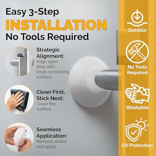Door Stoppers Wall Protector 2", Reusable & Self Adhesive - 8 Pack White - Image 6