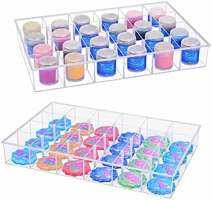 2 Pack Fixed 24 Grids Clear Plastic Organizer Sorting Tray by BangQiao