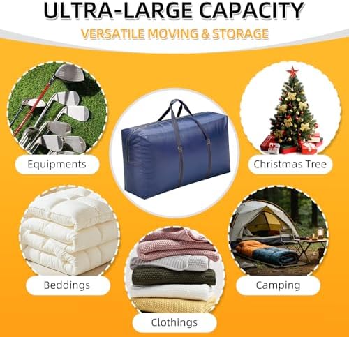 Extra Large travel duffel bag with Strong Handles, Waterproof duffel bag, Durable Zippers, Extra Large Storage Totes for Space Saving and Moving Supplies - Image 6