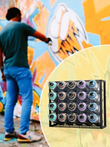 Spray Can Holder Wall Mount, 20 Can Spray Paint Organizer, Metal Rack - Image 7