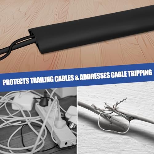 Floor Cord Cover Self Adhesive Cord Hider,10FT Cable Management, Extension Strip Protector for Wires, Prevent Cable Trips for Offices, Gyms, Exhibitions Cavity:0.39"(W) x 0.27"(H) Black - Image 6