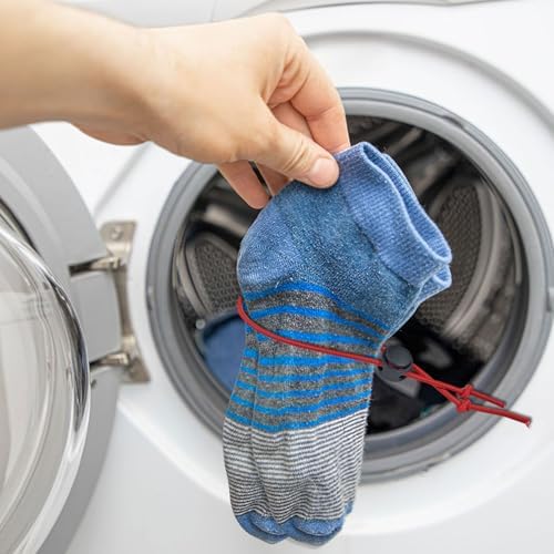 Huakaile 50 Pieces 5 Colors Sock Clips for Laundry Washing Machine and Dryer Washer, Elastic Laundry Loop Holder Stocking Tie Paired Socks Organizer - Image 5