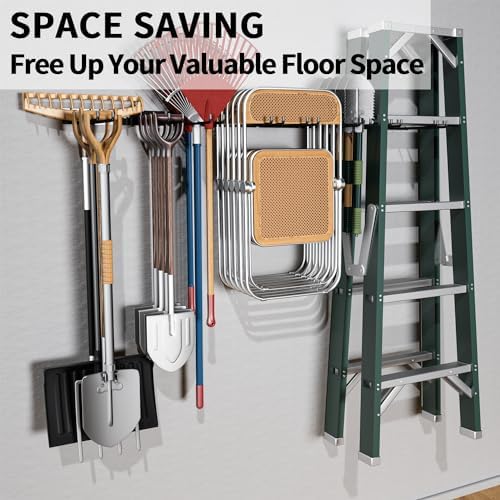 YYR Folding Chair Storage Rack, Garden Tool & Foldable Chairs Organizer Hangers for Garage Organization, Lawn, Beach, Camping, Yard Chairs Hooks Wall Mount, Soild Metal Max Load 480 LBS - 4 Pack - Image 4