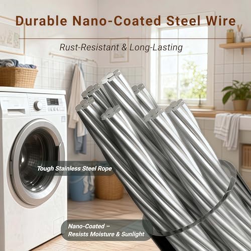 Retractable Clothesline, 16.8 FT Indoor Wall Mounted Laundry Line - Image 6