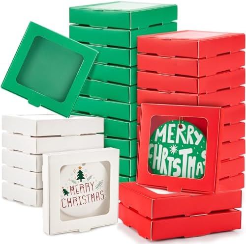 36 Pcs Christmas Sublimation Blanks Ornament Gift Box, Red,Green,White by Dunzoom