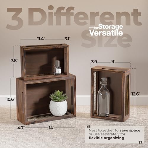 Set of 3 Large Wooden Nesting Countertop Basket for Display - Image 2