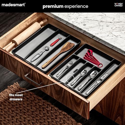madesmart Classic 6 Compartment Silverware Tray, Carbon - Image 2