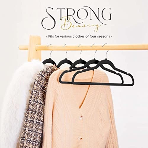 HOUSE DAY Black Velvet Hangers 40 Pack, Non Slip Clothes Felt Hanger - Image 2