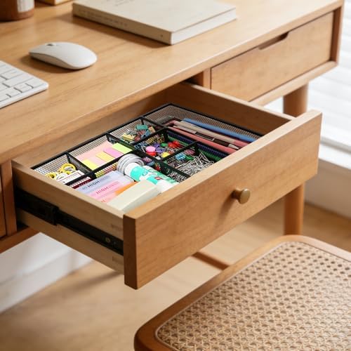 shenee Desk Drawer Organizer Tray,Drawer Organizer for Office and Home,Desk Organizer with Drawers,7 Compartments,Non-Slip Desk Organizers (Black, 12.3" L x 8.3" W x 1.8" H) - Image 3