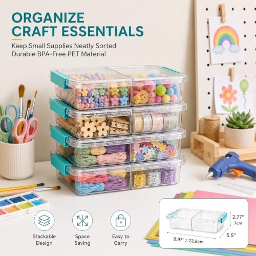 Vtopmart 8 Pack Clear Pencil Box with Removable Divider, BPA-Free Plastic Storage Containers for Pens, Pencils, Crayons, Markers, Craft Supplies and Small Items - Image 6