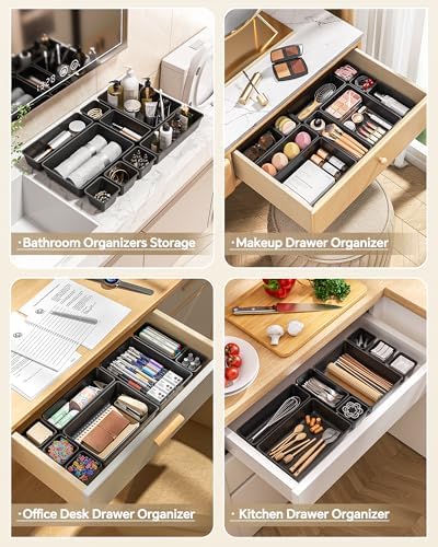 KEMETHY 25 PCS Plastic Drawer Organizers Set, 4 Sizes Vanity Organizer - Image 4