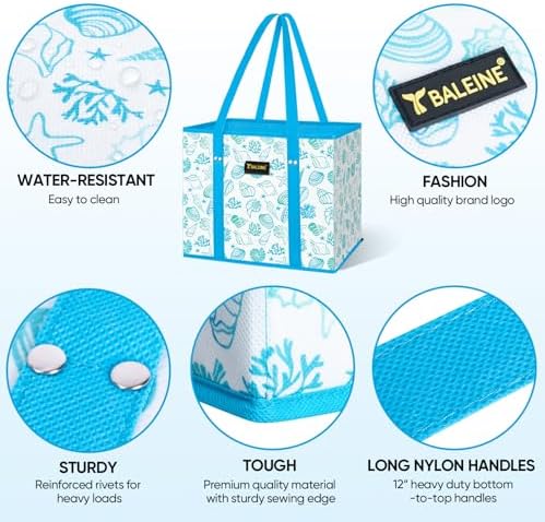BALEINE 3PK Reusable Grocery Bags, Heavy Duty Shopping Tote Bag - Image 4
