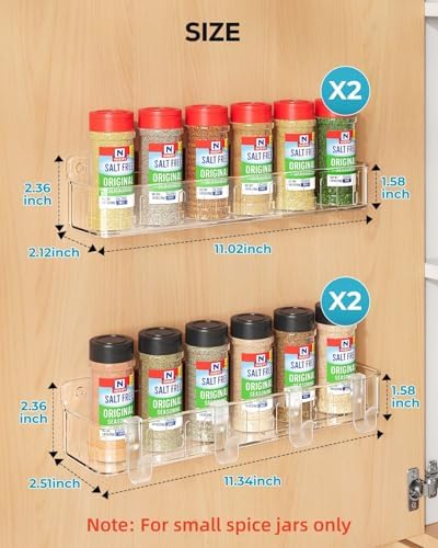 Nieifi Spice Rack Wall Mount, 4 Pack Clear, 2" Depth, Screw/Adhesive - Image 3