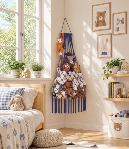 Stuffed animal net Hammock - Large 44'' H, Space-Saving (Sapphire blue) - Image 4