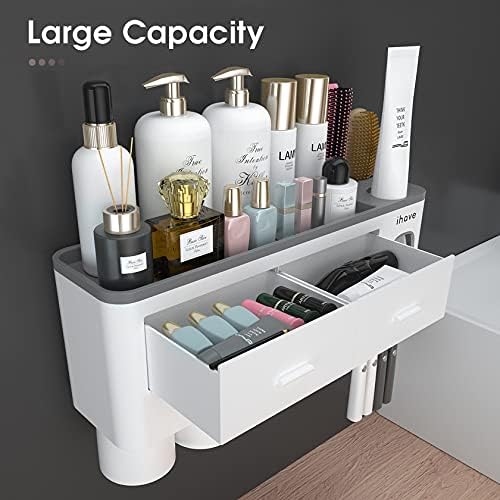 iHave Toothbrush Holders Wall Mounted with Toothpaste Dispenser & 4 Cups - Image 2