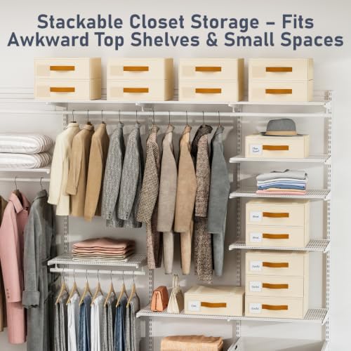 Underwear Drawer Organizer, Stackable Bra Organizer for Closet 2 Pack, Bra Storage With Fabric Storage Drawers, Collapsible Closet Organizers for Clothes, Socks, Bra, Scarf, Baby Clothes, Beige - Image 3