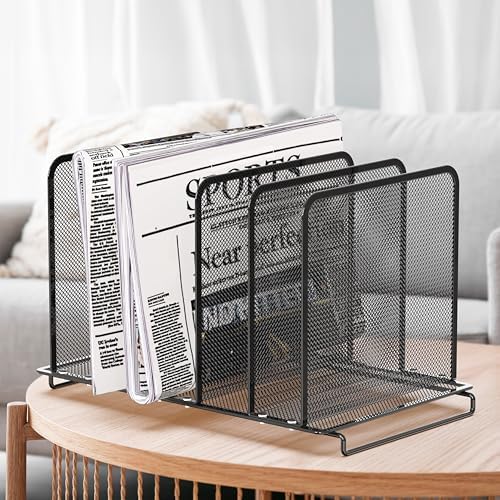 Simple Houseware Expandable 5 Section Upright File Sorter Organizer, Black - Image 5