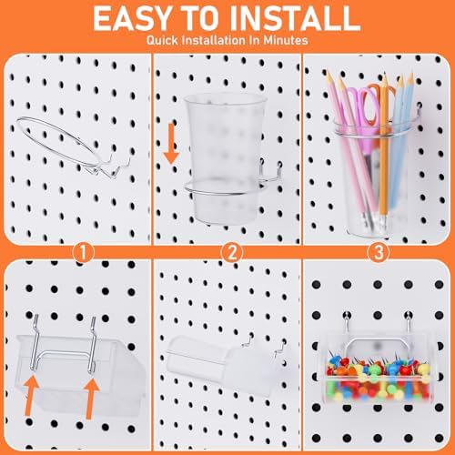 INCLY 90PCS Metal Peg Board Kit with 1/4" Pegboard Accessories - Image 6