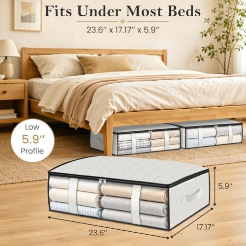 6 Pack Storage Bags, 40L Clothes Storage Containers, Storage Bins, White - Image 2