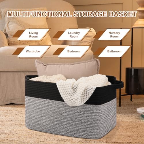 OIASKET 65L Extra Large Blanket Basket Living Room, 19.7"x15.8"x11.8" - Image 4