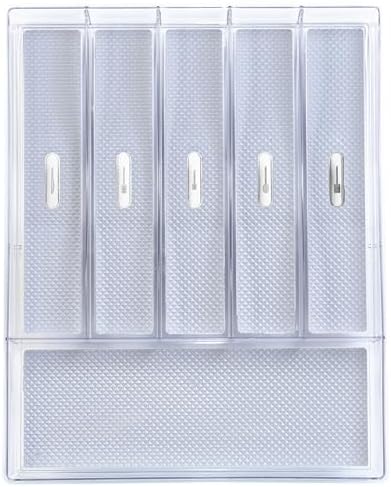 Glad Silverware & Utensil Drawer Organizer - Divided Clear Plastic Storage Tray with 6 Compartments for Kitchen Flatware and Cutlery - BPA Free, Food Safe, Non Slip, 12x15 inches by GladTrashFoodStorage