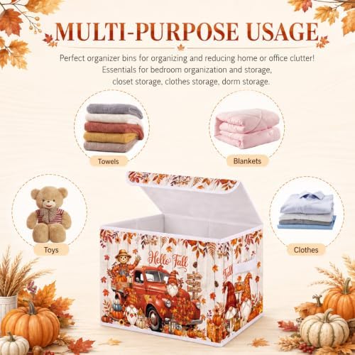 Briwooody Fall Storage Bin with Lid and Carrying Handle Gnome Storage Box - Image 5