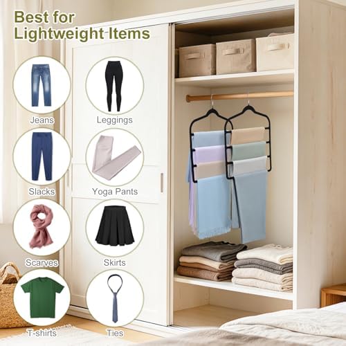 Pants Hangers Space Saving, 2 Pack Multi-Layer Velvet Pant Hanger - Image 6
