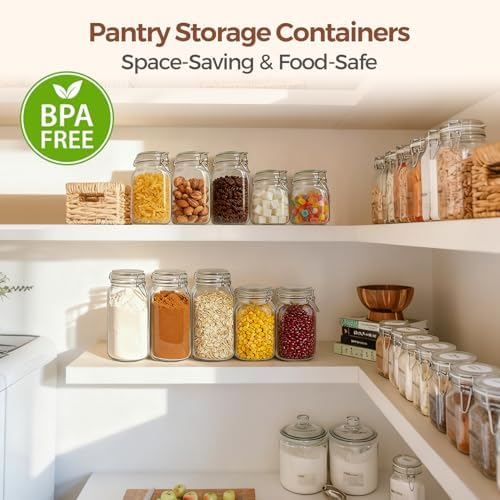 ComSaf Square Glass Jars with Airtight Lids 51 oz 3 Pack Wide Mouth - Image 6