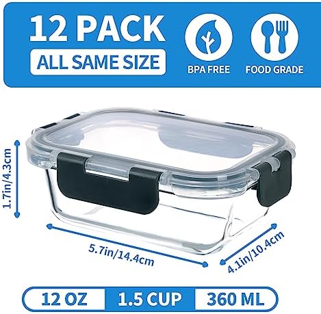 GULFLIN 24-Piece Small Glass Food Storage Containers with Lids Airtight - Image 2