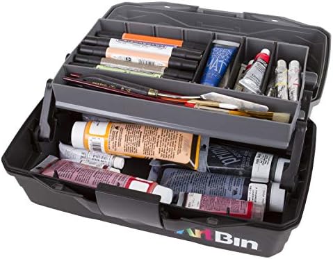 ArtBin 1-Tray Art Supply Box with Handle, Gray/Black by ArtBin