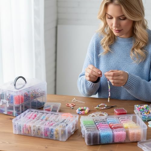 Stackable Bead Organizer 4 Tier 88pcs Small Boxes Craft Storage Container - Image 6