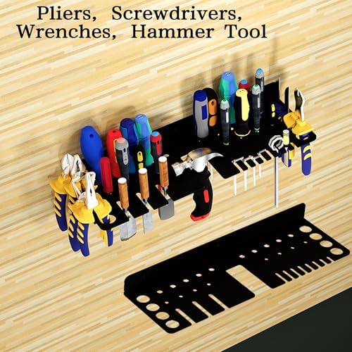 Screwdriver Organizer, Pliers Rack, Hammer Holder, Heavy Duty Wall Mounted Tool Storage Rack, Hand Tools Organizer, Metal Organizer for Garage Workshop, Garage Tool Organizer Wall Mount, 15.75 Inch - Image 4