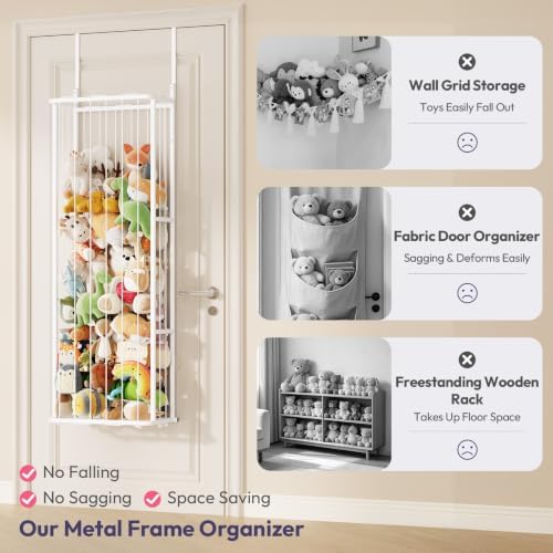 SWTYMIKI Hanging Stuffed Animal Storage - Over Door Toy Organizer, 3-Tier - Image 4