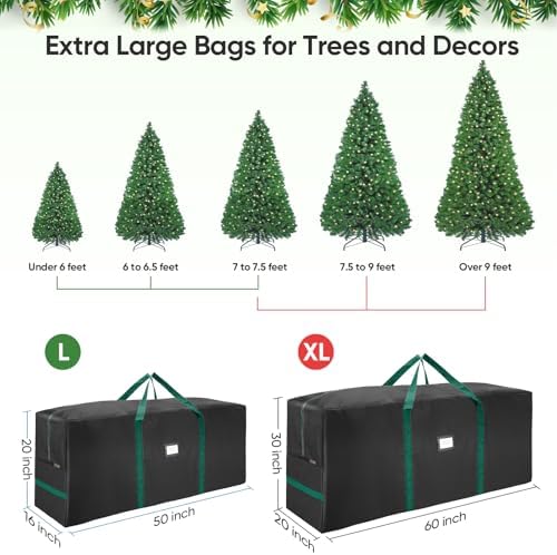 BALEINE 7.5 ft Christmas Tree Storage Bag, Heavy Duty 900D Oxford Fabric with Reinforced Handles and Dual Zippers Wide Opening, Extra Large Storage Container for Trees and Decorations (Black) - Image 4