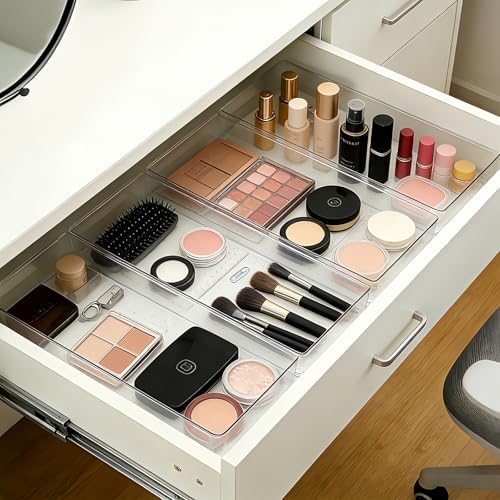 Manalete 8 Pcs Large Clear Plastic Drawer Organizer,12"x6" Vanity Organizer - Image 6
